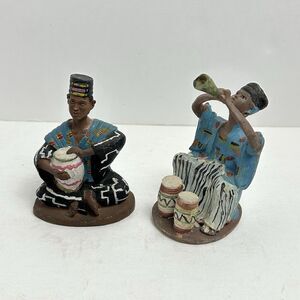 Vintage Resin African-Robed African Musicians Figurines